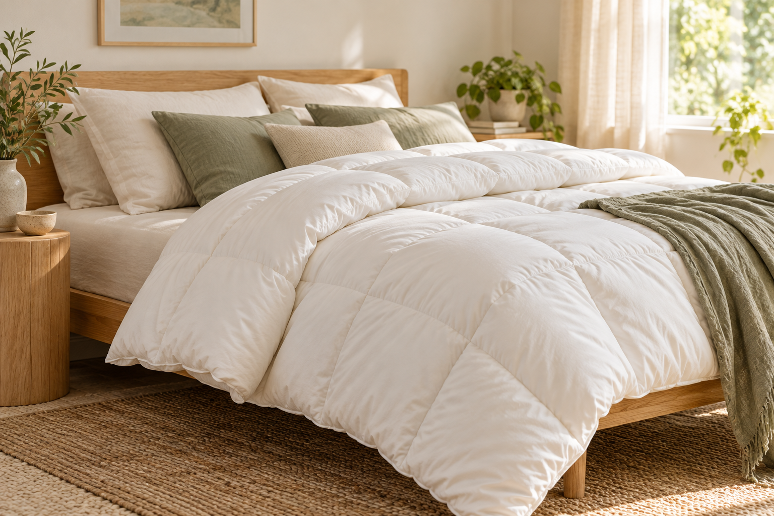 Generic white duvet on a bed